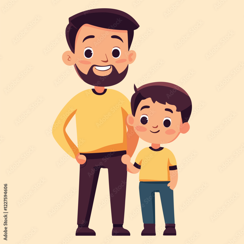 happy Cute Father And Son vector illustration happy Cute Father And Son vector illustration