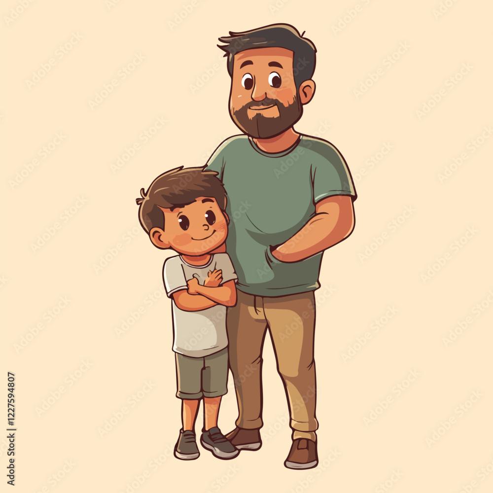 Obraz premium happy Cute Father And Son vector illustration