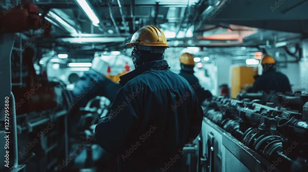 people working with machinery with helmets. industry concept people working with machinery with helmets. industry concept