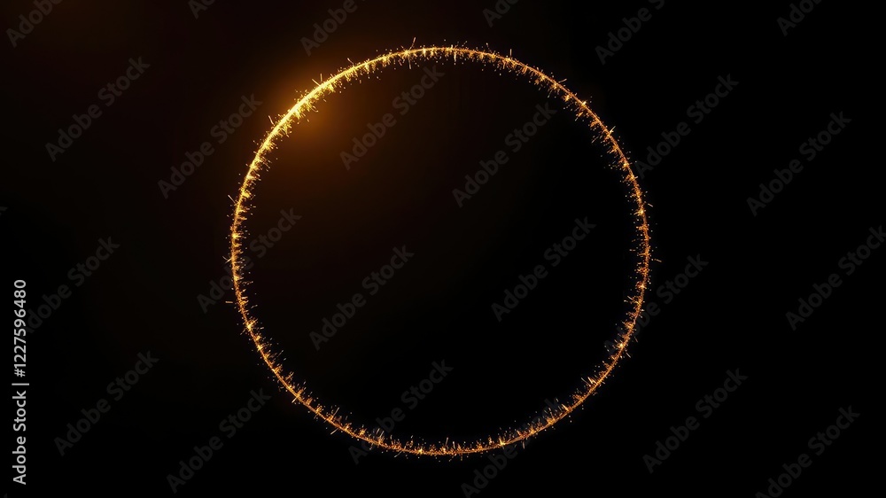 Glittering golden circle on a black background , elegance, luxury Glittering golden circle on a black background , elegance, luxury