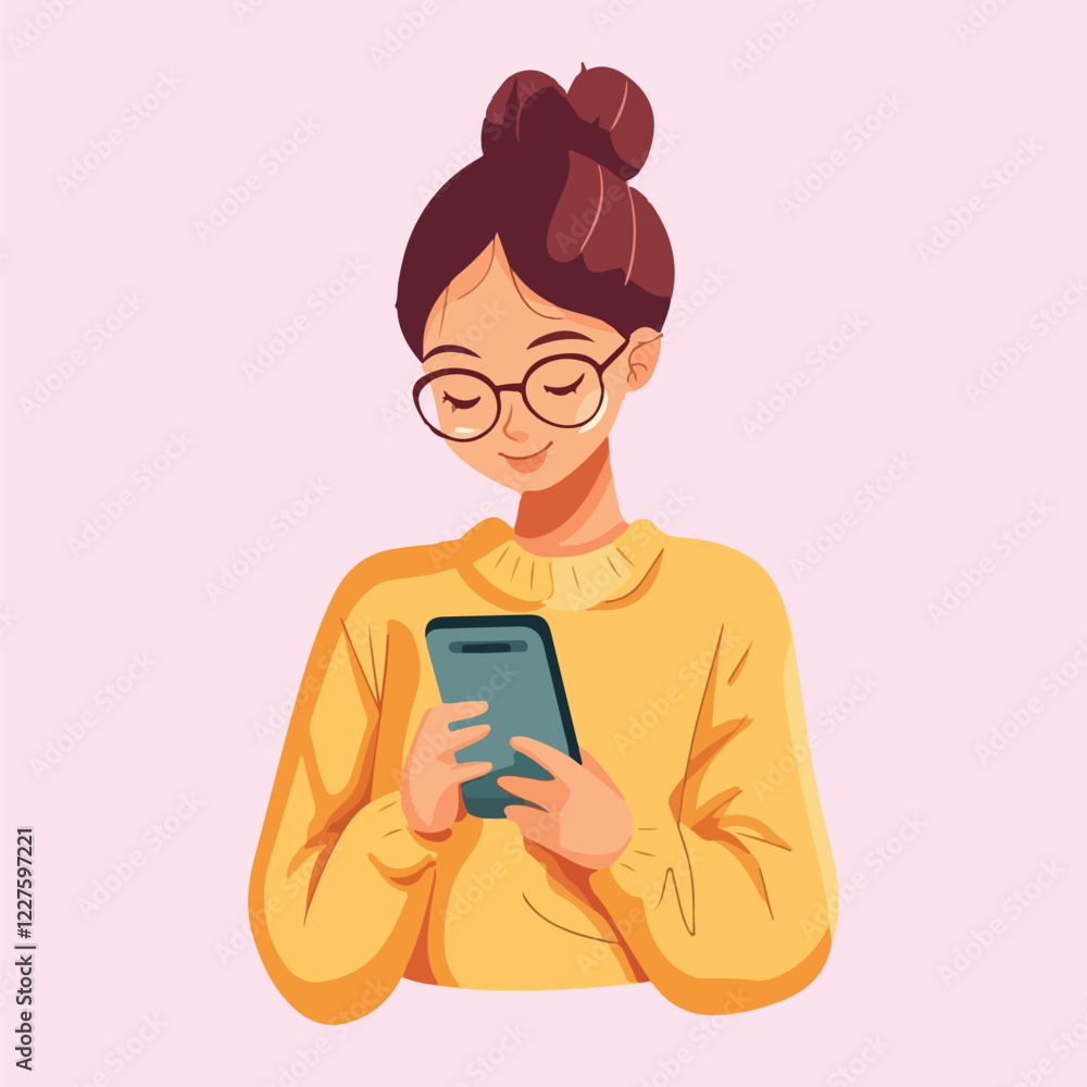 A girl using smartphone vector illustration A girl using smartphone vector illustration