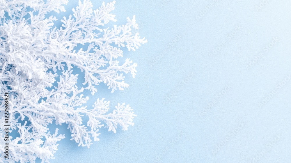 Obraz premium Winter, frost, branches, blue background, holiday design