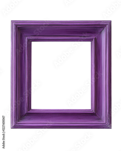 Empty purple square frame with textured wooden design