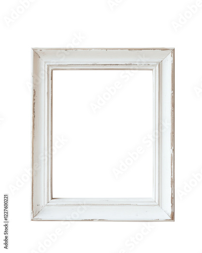 Rustic white wooden frame with distressed finish on black background