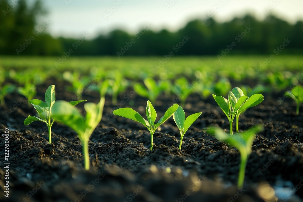 An aerial view captures a sprawling agricultural field being irrigated. The vibrant green sprouts represent sustainable growth and the essence of rural farming. An aerial view captures a sprawling agricultural field being irrigated. The vibrant green sprouts represent sustainable growth and the essence of rural farming.