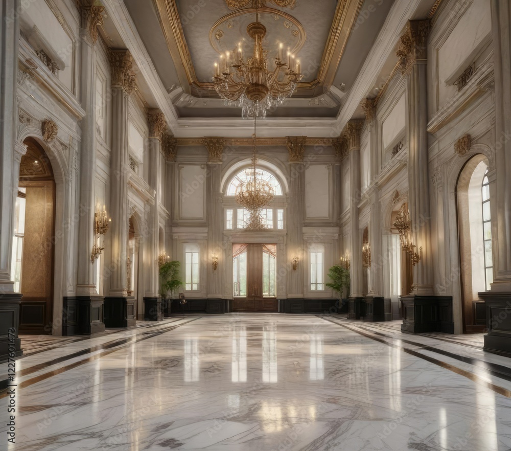 Grand foyer with high ceilings and marble floors, marble floors, high ceilings Grand foyer with high ceilings and marble floors, marble floors, high ceilings