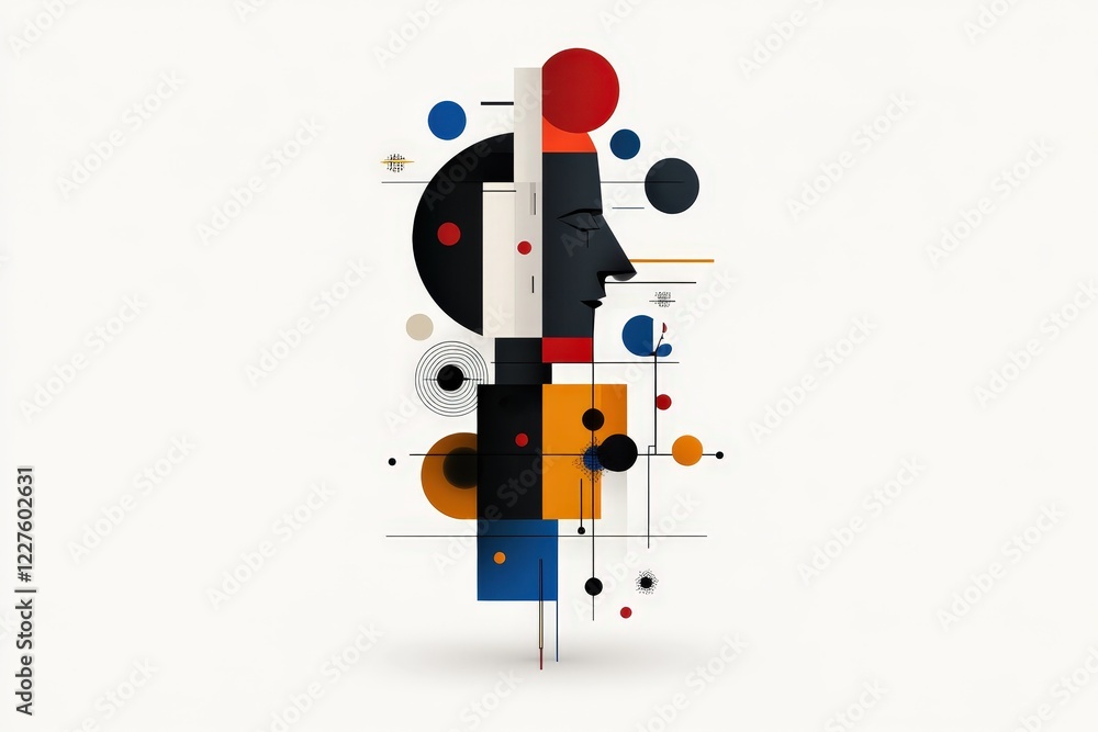 This image features a striking silhouette profile composed of various geometric shapes and vibrant colors, evoking a sense of modern artistic expression and design. This image features a striking silhouette profile composed of various geometric shapes and vibrant colors, evoking a sense of modern artistic expression and design.