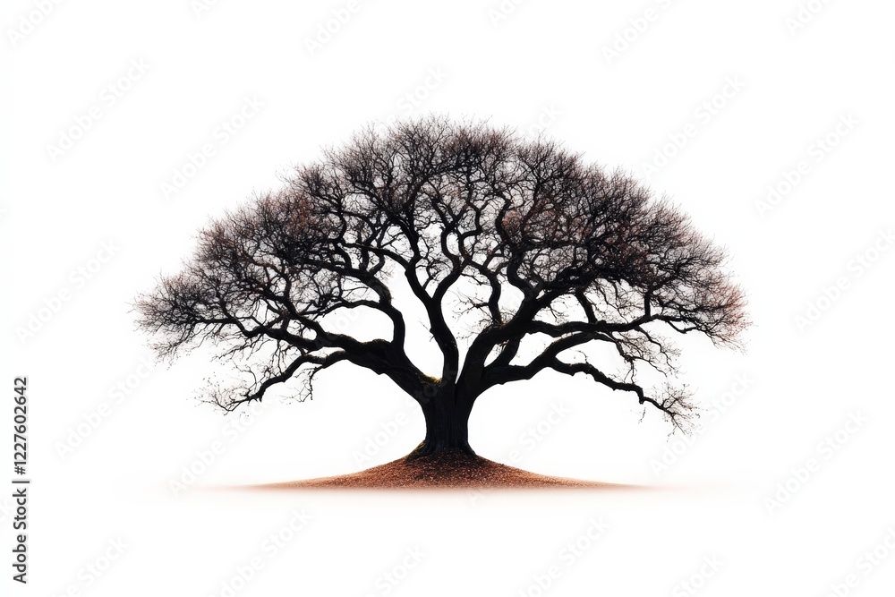 A striking silhouette of a gnarled tree with bare branches, set against a pristine white background, evoking feelings of solitude and resilience in nature's elegance. A striking silhouette of a gnarled tree with bare branches, set against a pristine white background, evoking feelings of solitude and resilience in nature's elegance.