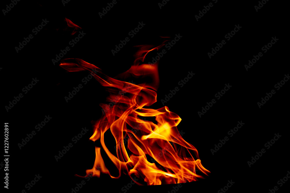 yellow, orange and red Fire flame isolated on background