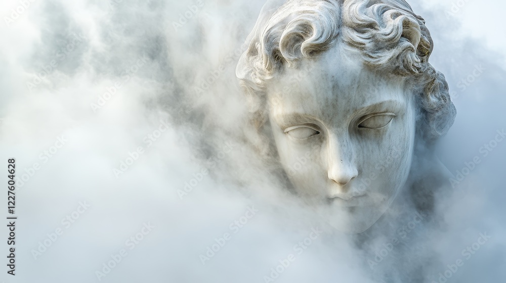 Mysterious Angel Peeking from Behind a Soft Cloud of Mist Mysterious Angel Peeking from Behind a Soft Cloud of Mist