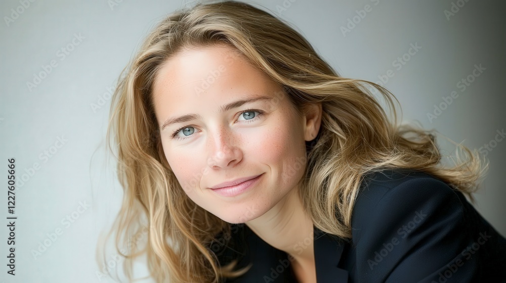 Professional Woman with Blonde Hair and Bright Blue Eyes Portrait Professional Woman with Blonde Hair and Bright Blue Eyes Portrait