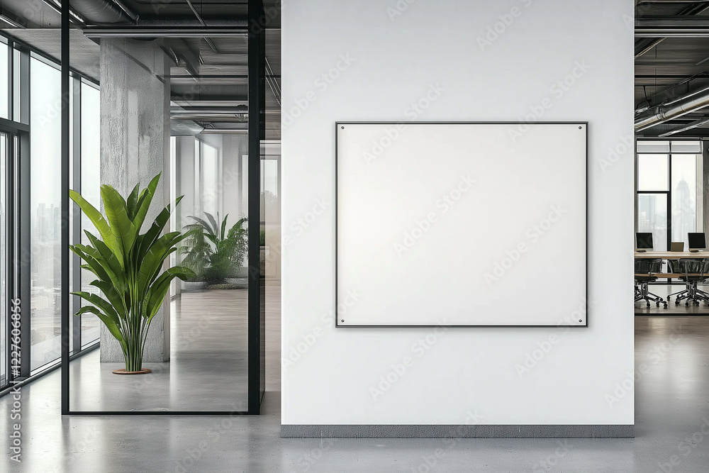 Nameplate Design Mockup on Door: 3D Render of Office Hall Interior with Sign on Cabinet Entrance Nameplate Design Mockup on Door: 3D Render of Office Hall Interior with Sign on Cabinet Entrance