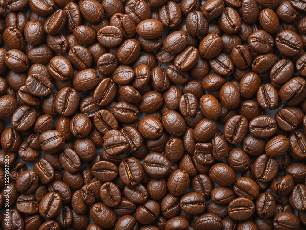 Obraz premium High quality close-up of roasted coffee beans with rich brown texture, isolated on white background. Perfect for coffee-related designs, branding and advertising.