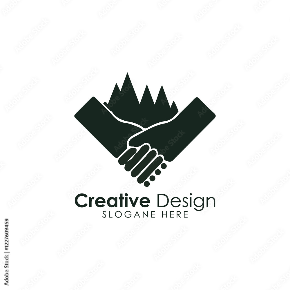 Fototapeta premium Handshake Logo. Two Hands Make a Deal. Usable for Business and Cooperation Logos.