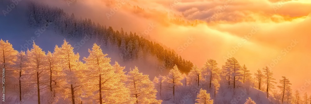 Trees covered by heavy snow in winter forest Trees covered by heavy snow in winter forest