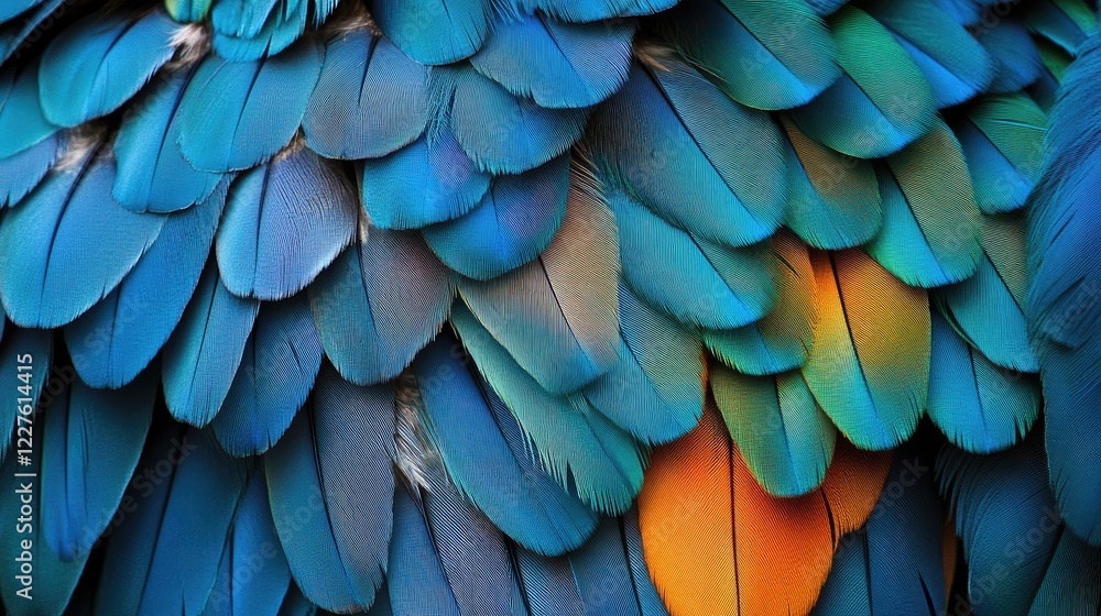 Fototapeta premium Vibrant Blue Green Feather Texture Perfect for Interior Design Backgrounds and Creative Projects