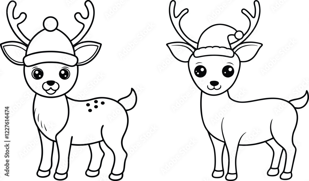 Fototapeta premium cute deer wearing a Christmas hat