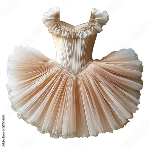 A ballerina tutu with delicate layers on white background