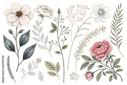 Wallpaper Mural A close up of a pink and white floral pattern on a pink background Torontodigital.ca