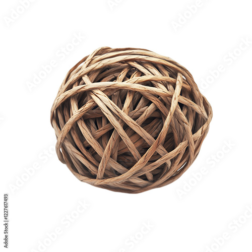 A bundle of twine tied in a ball on white background