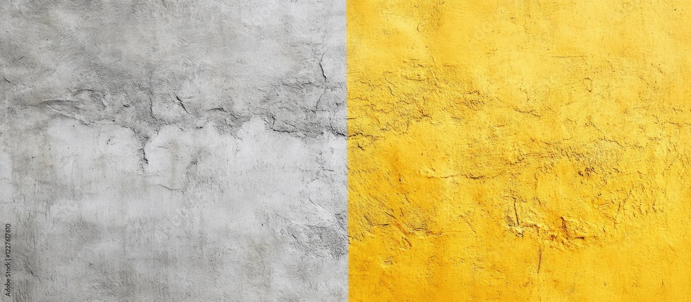 Naklejka premium Grey and yellow stucco wall surface texture with blank space for personalized text or design overlay