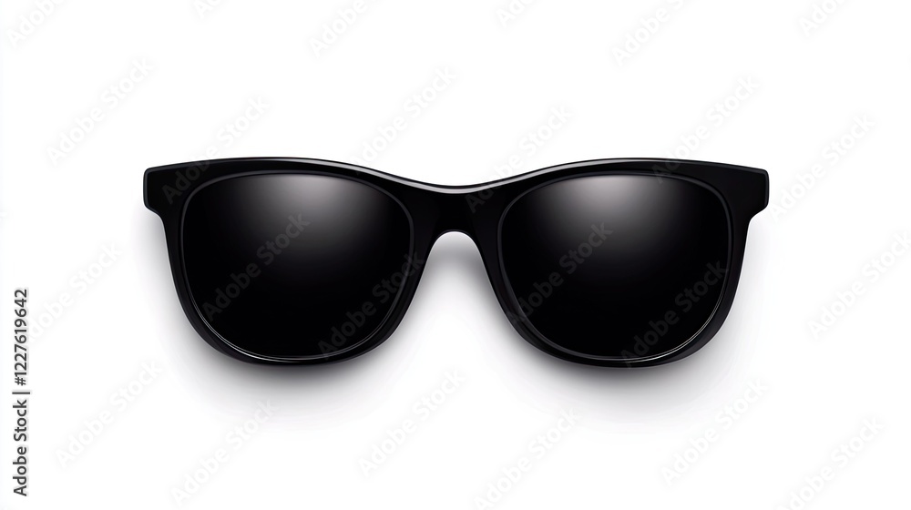 Stylish Black Sunglasses Design on White Background for Summer Fashion or Accessory Concepts Stylish Black Sunglasses Design on White Background for Summer Fashion or Accessory Concepts