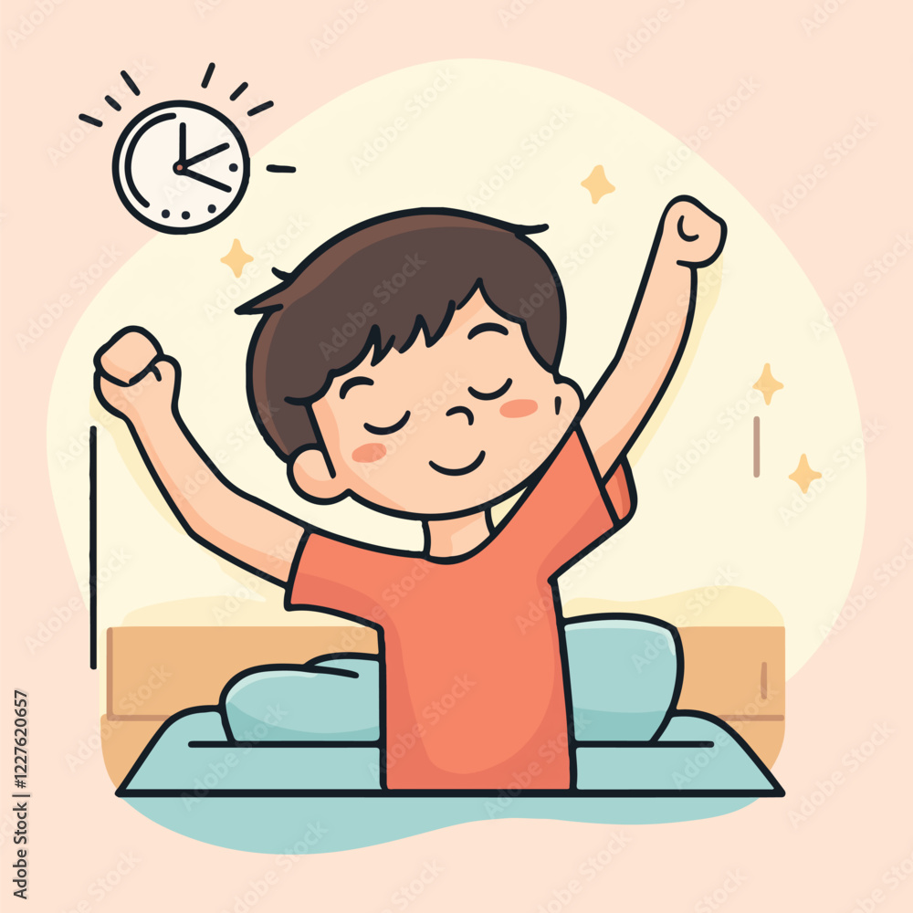 A man stretching his arms after waking up in the morning Cartoon Vector Illustration A man stretching his arms after waking up in the morning Cartoon Vector Illustration