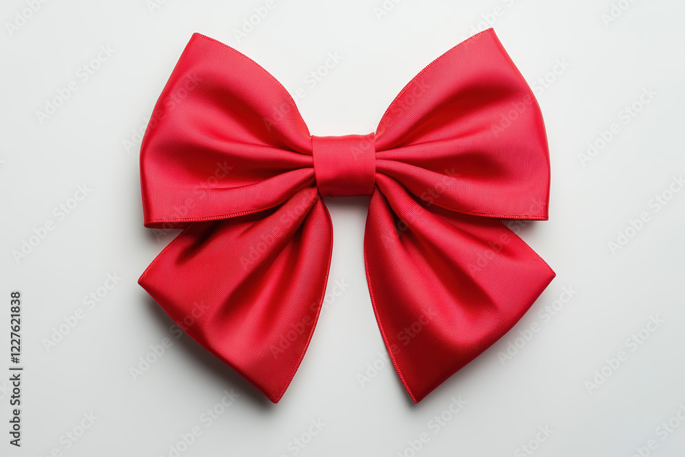 Elegant Red Bow and Ribbon Decoration on White Background, High-Definition Photography Quality Elegant Red Bow and Ribbon Decoration on White Background, High-Definition Photography Quality