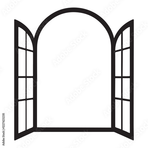 Open Arch Window Silhouette Vector Illustration