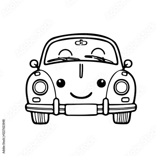 cute car illustration for coloring books