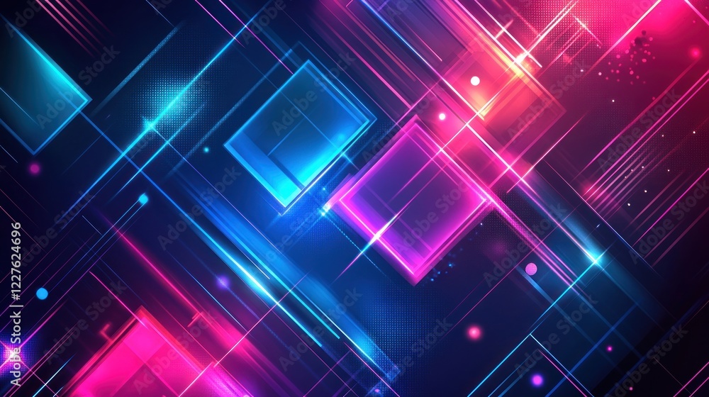 Vibrant Holographic Background with Geometric Shapes and Neon Lighting Effects Vibrant Holographic Background with Geometric Shapes and Neon Lighting Effects
