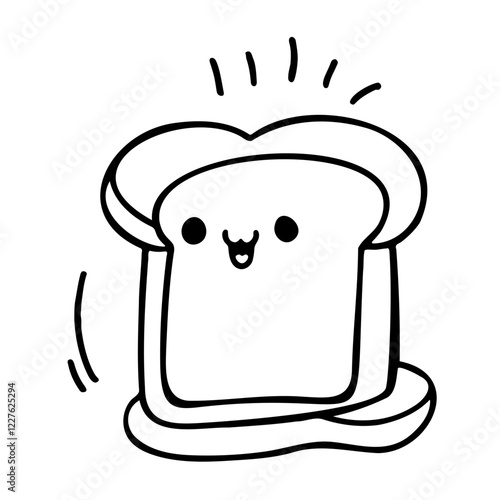 cute illustration toast for coloring book