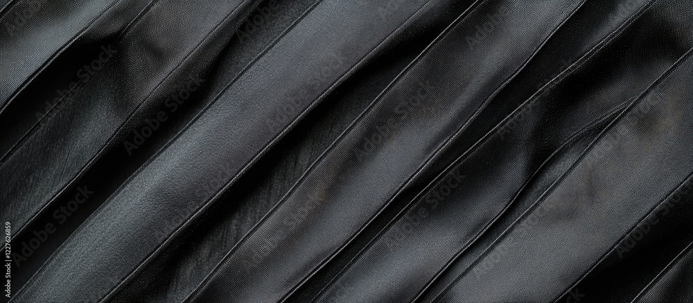 Obraz premium Elegant Black Striped Satin Fabric Texture with Diagonal Lines and Copyspace for Text Perfect for Design and Advertising Applications
