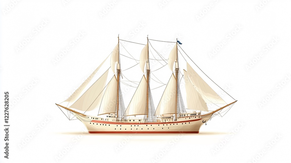 Obraz premium Nautical Sailboat Flat Vector Icon for Graphic Design Projects