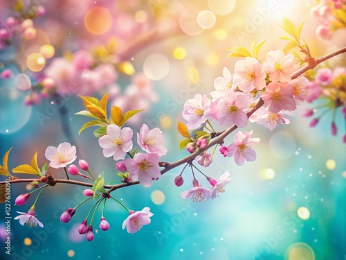 Airy Springtime Abstract Background: Pastel Light Design with Copy Space