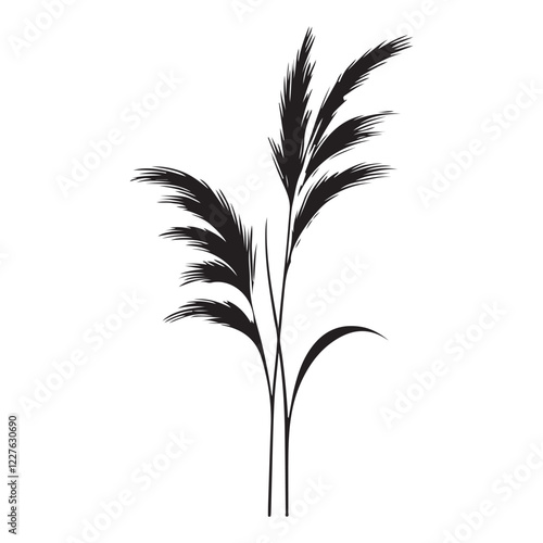 Elegant Pampas Grass Silhouette Vector Illustration