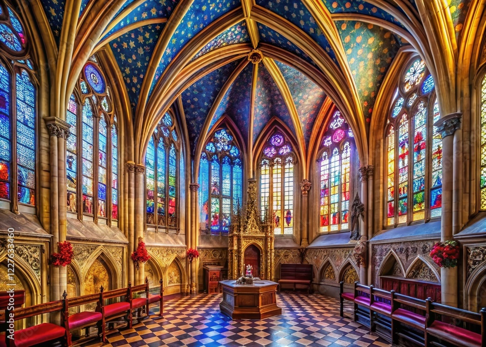 Fototapeta premium Amboise Chateau Chapel Saint-Hubert: Gothic Architecture Interior, France