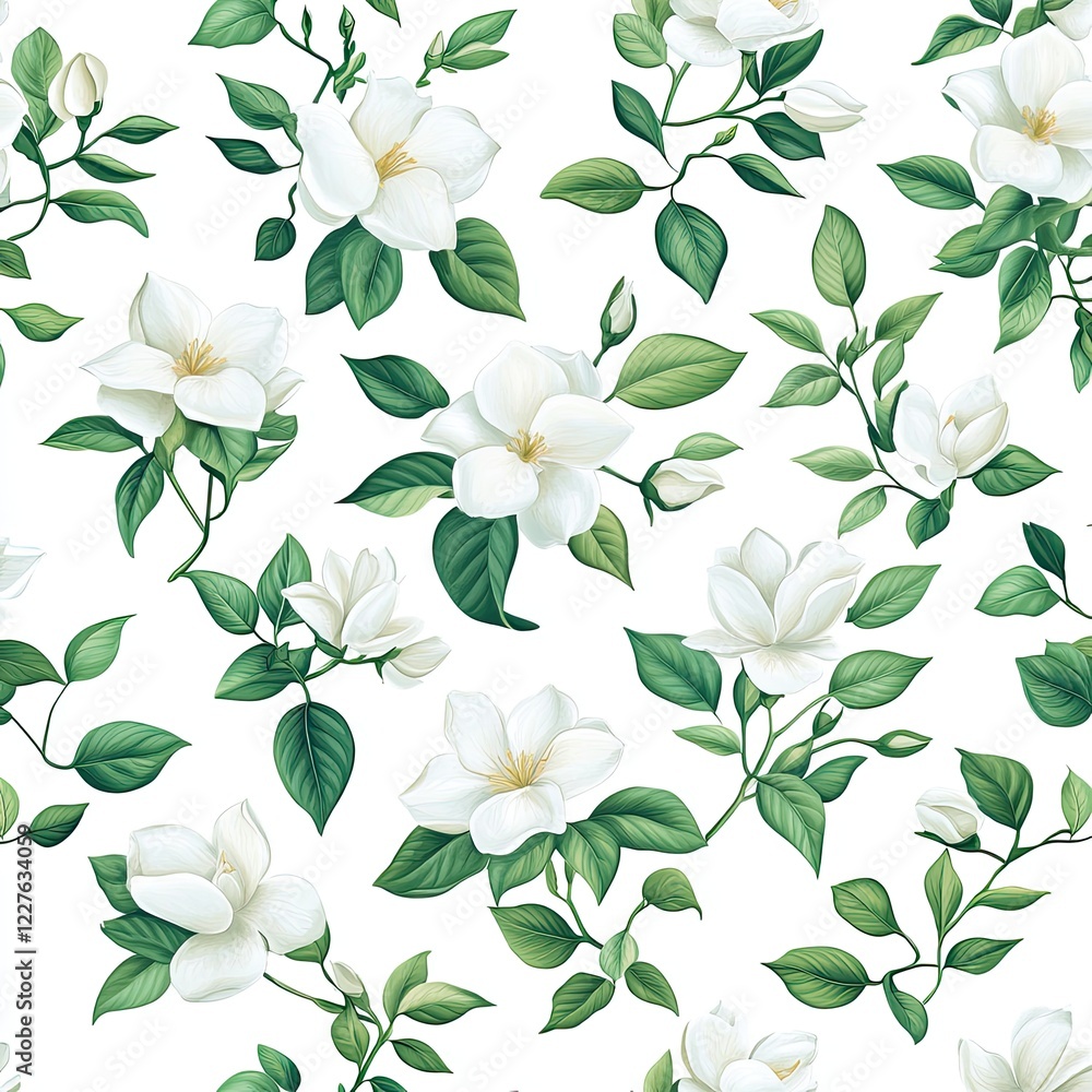 Elegant Magnolia Flower Pattern on a Bright White Background for Floral Design and Decoration Projects Elegant Magnolia Flower Pattern on a Bright White Background for Floral Design and Decoration Projects