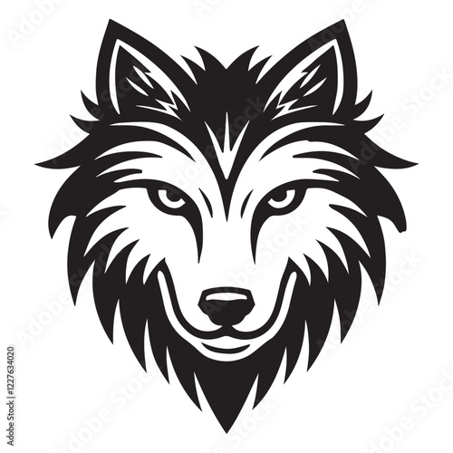 Fierce Wolf Head Silhouette Vector Graphic Design
