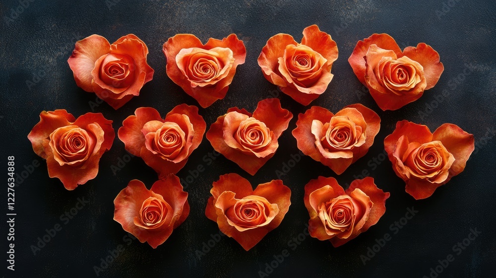 Naklejka premium Heart-shaped orange rose flowers arranged creatively for International Women's Day celebration and appreciation of women's contributions.