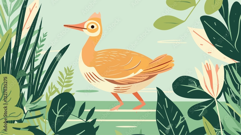 Vibrant Flemish Bird Fauna Flat Vector Illustration Vibrant Flemish Bird Fauna Flat Vector Illustration