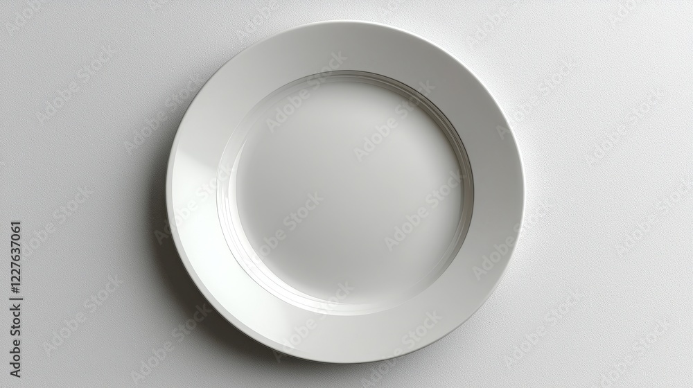 A simple white plate placed on a light surface, emphasizing minimalism. A simple white plate placed on a light surface, emphasizing minimalism.