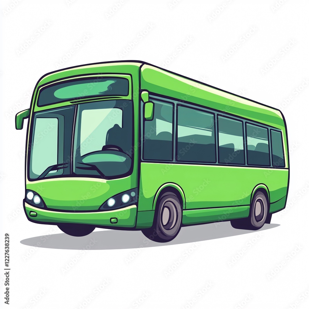 Vibrant Green Cartoon Bus Vector for Decorating Children's Resources - Cute Hand-Drawn Illustration of Bus Vibrant Green Cartoon Bus Vector for Decorating Children's Resources - Cute Hand-Drawn Illustration of Bus