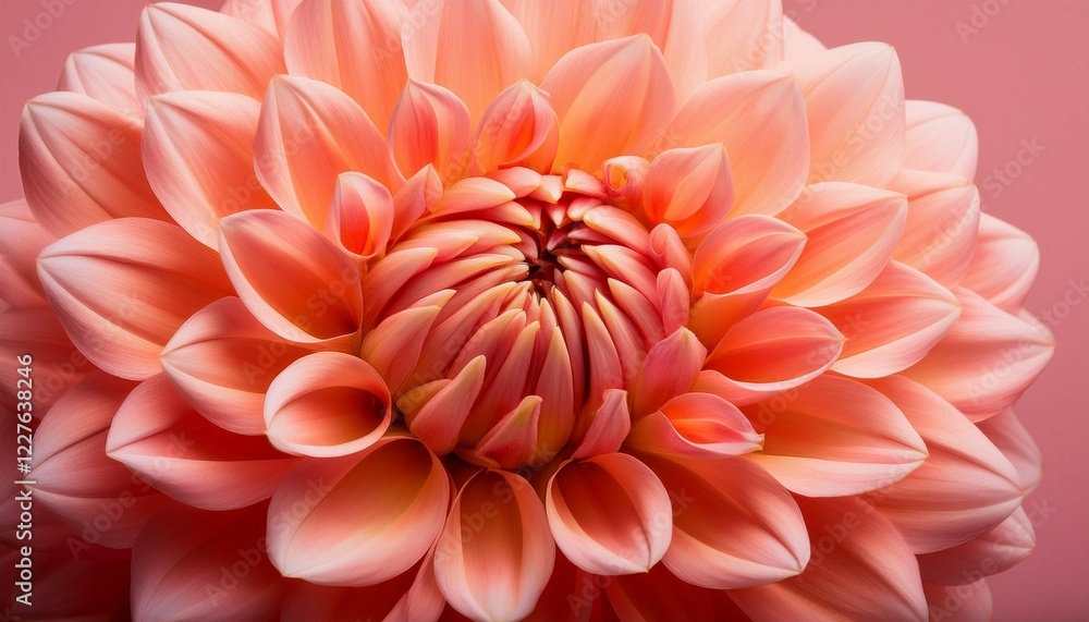 coral dahlia bloom close up flower photography botanical image pink background coral dahlia bloom close up flower photography botanical image pink background