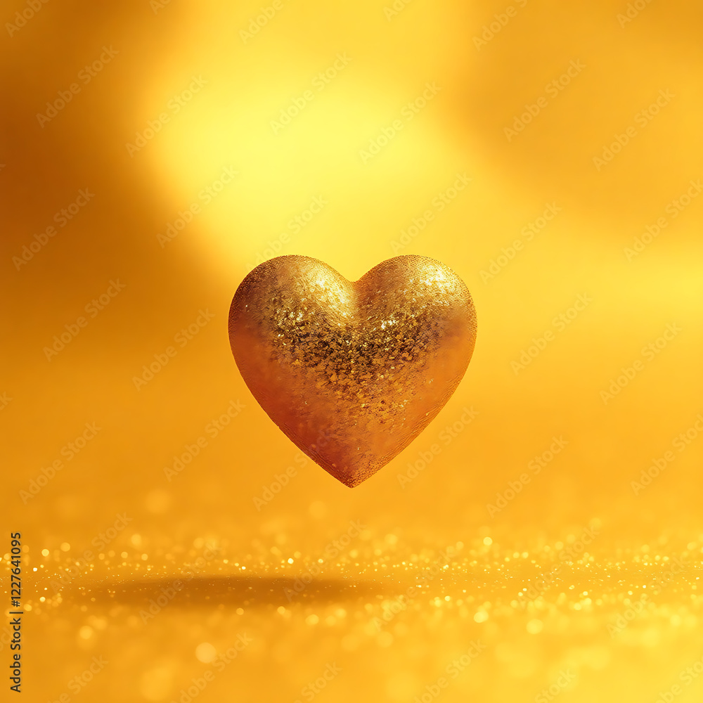 Obraz premium Golden Heart on a Glittering Gold Background
