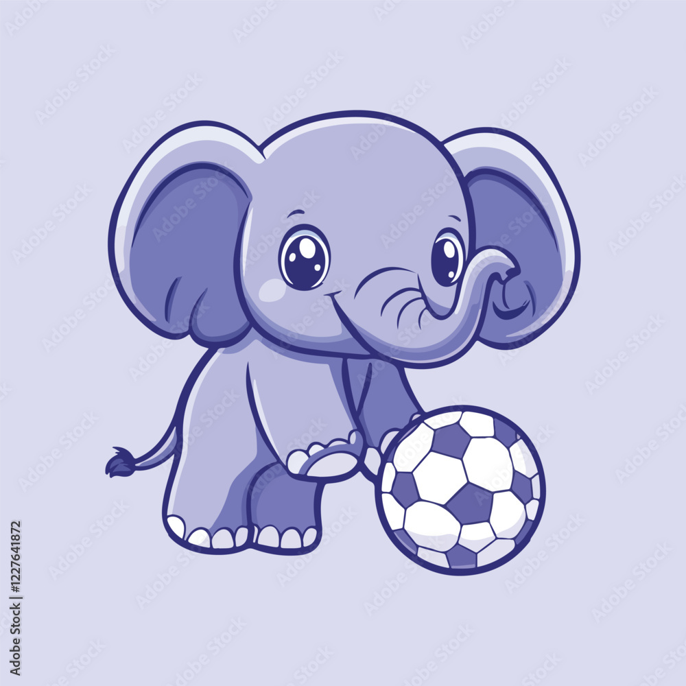 Fototapeta premium Elephant character is playing ball vector illustration 