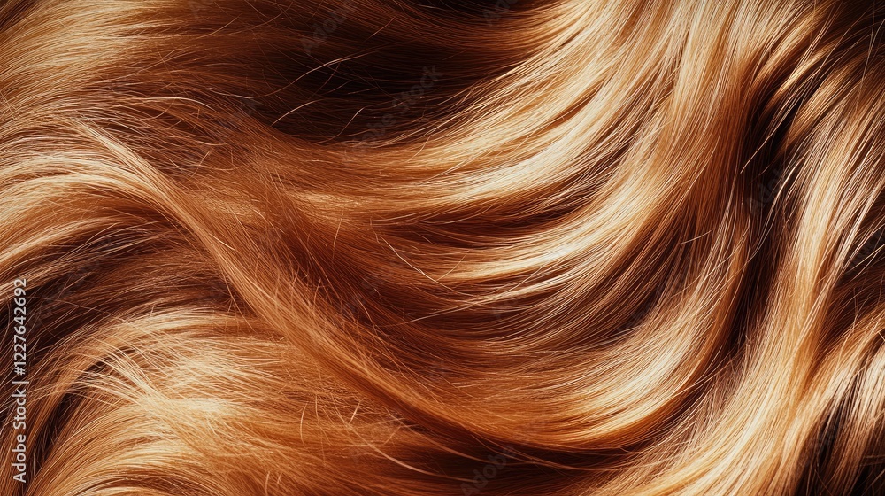 Naklejka premium Shiny Copper Toned Hair Texture Ideal for Hair Care Product Marketing and Advertising