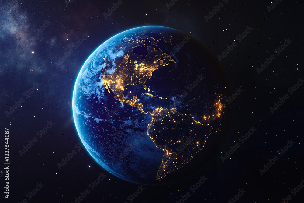 Obraz premium A view of the earth at night from space