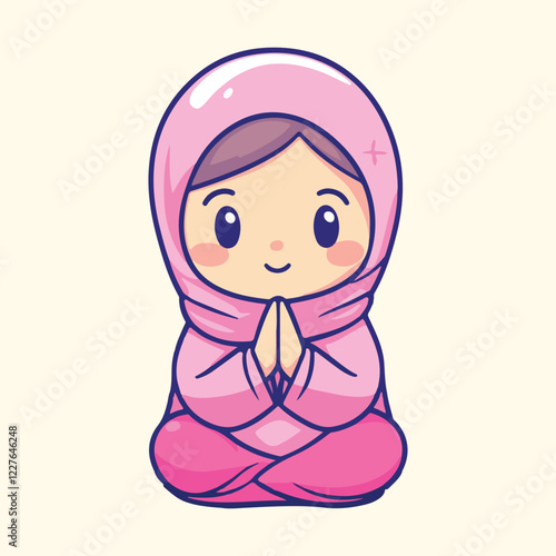 Cute Hijab Girl Praying vector illustration 