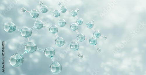 Принти на полотні Molecules, atoms, chemical bonds, molecular hexagonal structure, 3D model